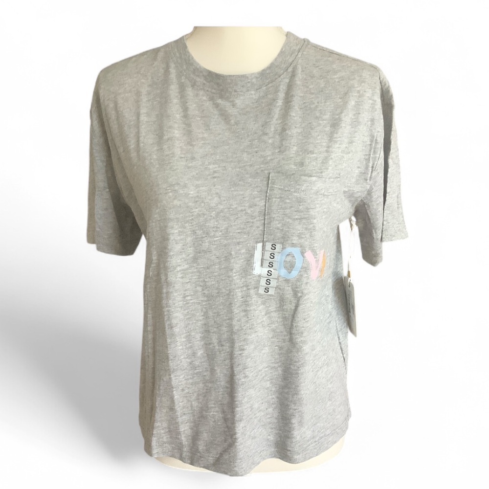 P.J. Salvage Happy Days SS T-shirt Pajama Sleep Shirt Grey Womens Size Small NWT